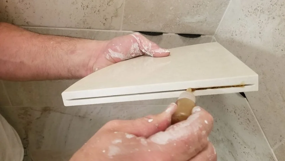 Shower Corner Soap Dish Apply the adhesive